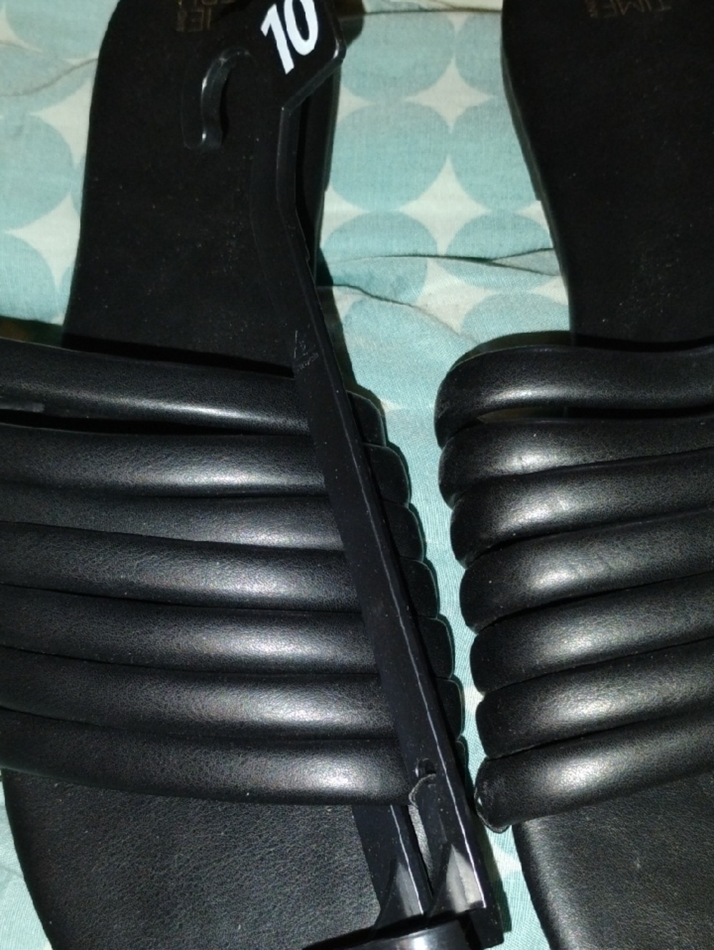 Black Strappy Slide Sandals